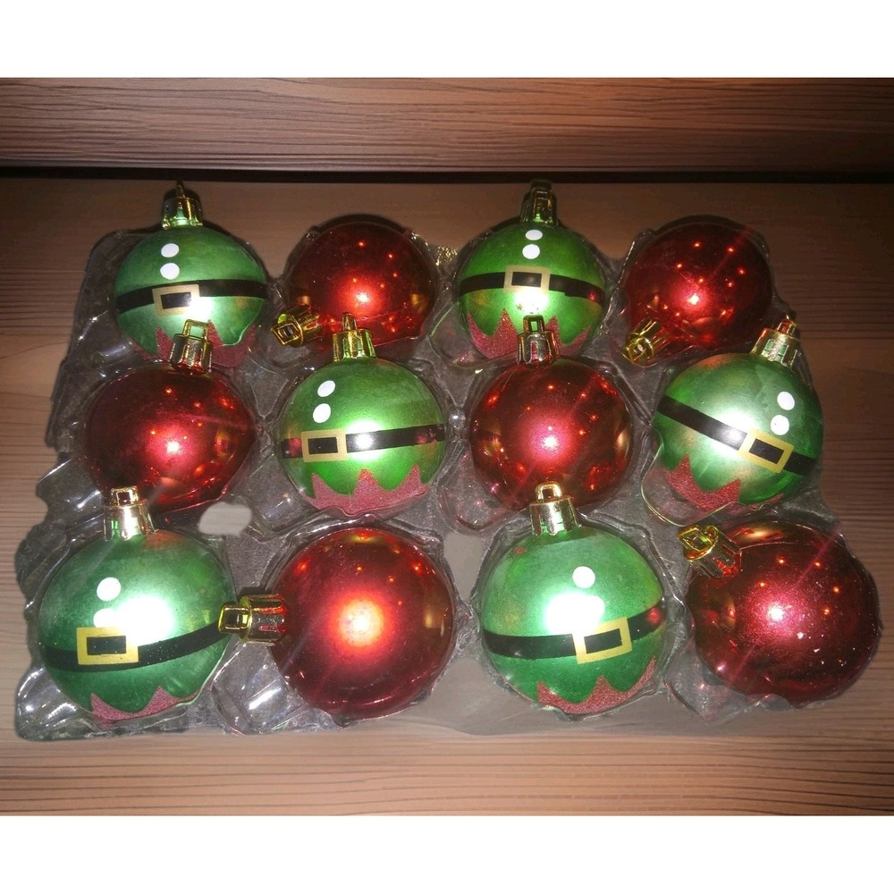 Set of 12‎ Elf design Christmas ornaments plastic indoor outdoor